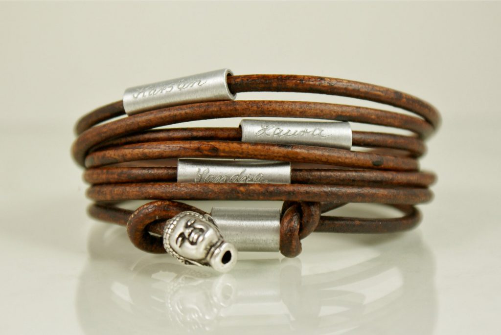 engraved leather bracelets
