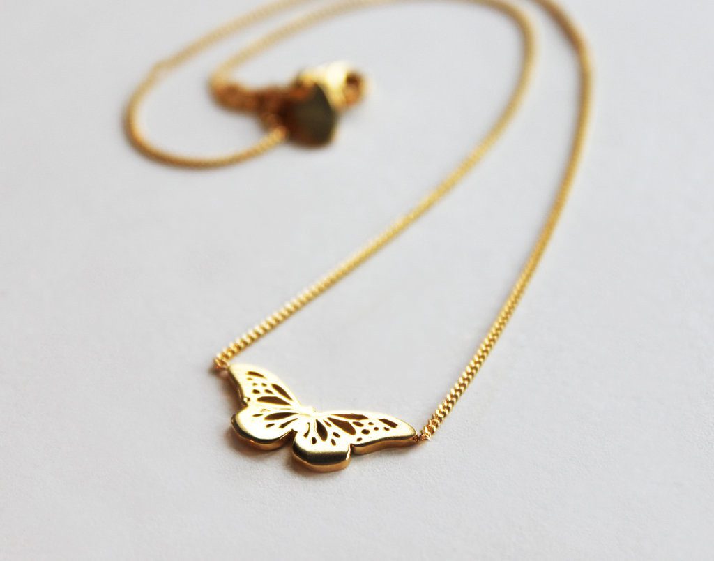 gold butterfly necklace