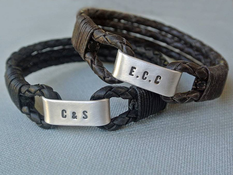 personalised men's leather bracelets