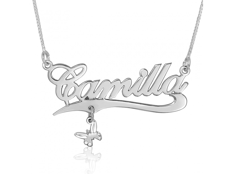 white gold name necklace